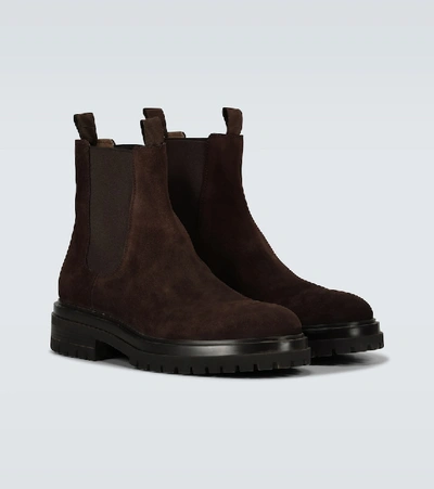Shop Gianvito Rossi Harry Suede Chelsea Boots In Brown