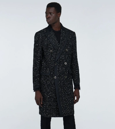 Shop Amiri Double-breasted Bouclé Coat In Black