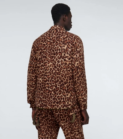 Shop Sacai Leopard Shrivel Wool Shirt In Brown