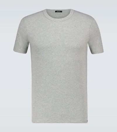 Tom Ford Grey Regular Fit T-shirt With Classic Crew Neckline In Gray