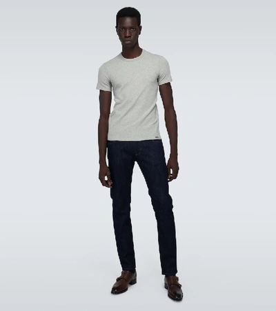 Tom Ford Grey Regular Fit T-shirt With Classic Crew Neckline In Gray