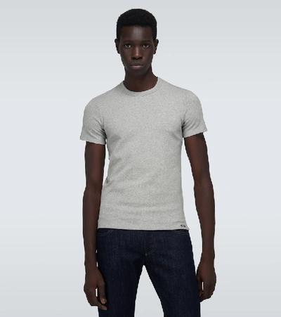 Tom Ford Grey Regular Fit T-shirt With Classic Crew Neckline In Gray