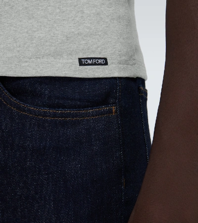 Tom Ford Grey Regular Fit T-shirt With Classic Crew Neckline In Gray