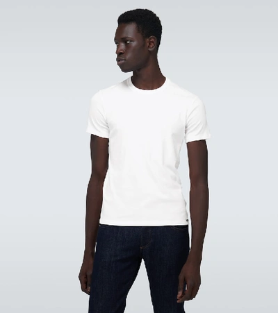 Shop Tom Ford Cotton Crewneck T-shirt In White