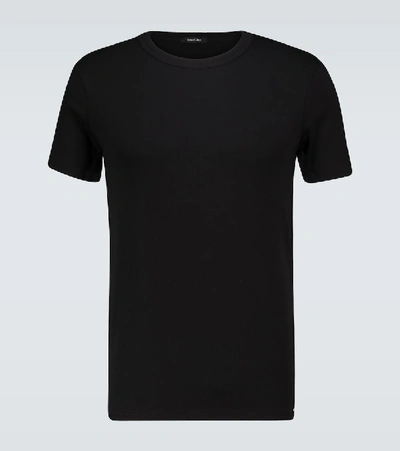 Shop Tom Ford Cotton Crewneck T-shirt In Black