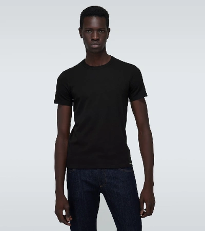 Shop Tom Ford Cotton Crewneck T-shirt In Black