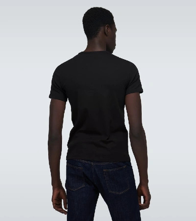 Tom Ford Black Basic Crewneck T-shirt With Tonal Stitching In Cotton Blend Man In Black