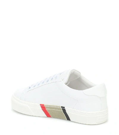 Shop Burberry Rangleton Leather Sneakers In White