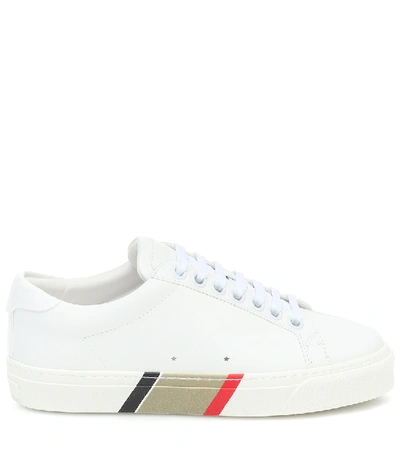 Shop Burberry Rangleton Leather Sneakers In White