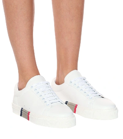 Shop Burberry Rangleton Leather Sneakers In White