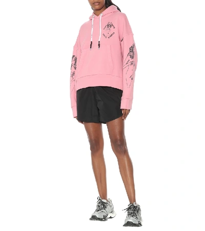 Shop Palm Angels Printed Cotton Hoodie In Pink