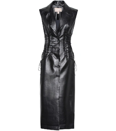 Shop Matériel Tbilisi Faux Leather Midi Dress In Black