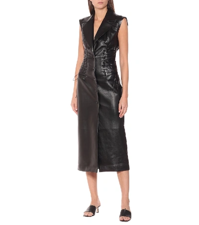 Shop Matériel Tbilisi Faux Leather Midi Dress In Black