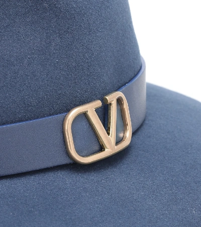 Shop Valentino Vlogo Felt Hat In Blue