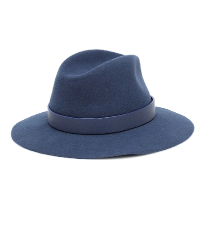 Shop Valentino Vlogo Felt Hat In Blue