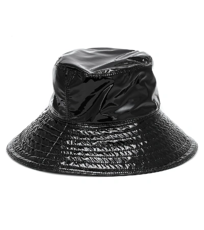 Shop Valentino Vlogo Patent Bucket Hat In Black