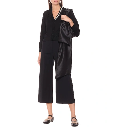 Shop Simone Rocha Embellished Wool And Silk Cardigan In Black