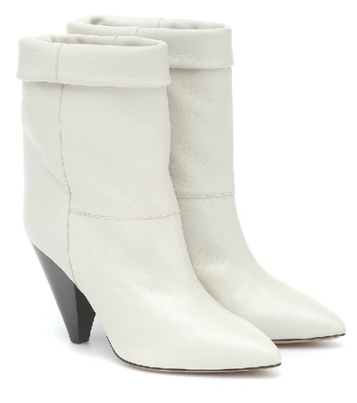 Shop Isabel Marant Luido Leather Ankle Boots In White