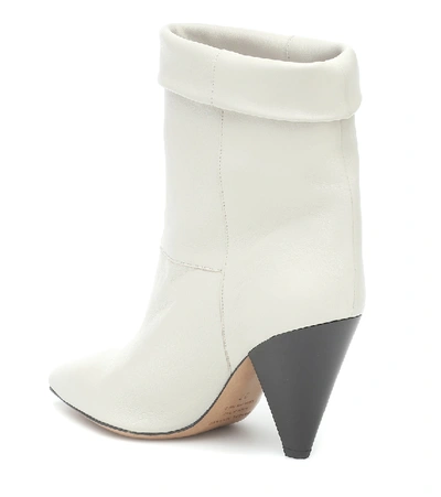 Shop Isabel Marant Luido Leather Ankle Boots In White