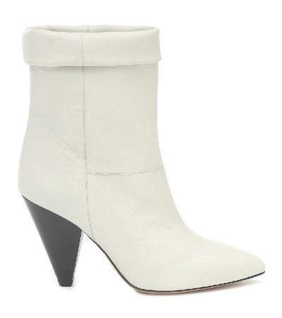 Shop Isabel Marant Luido Leather Ankle Boots In White