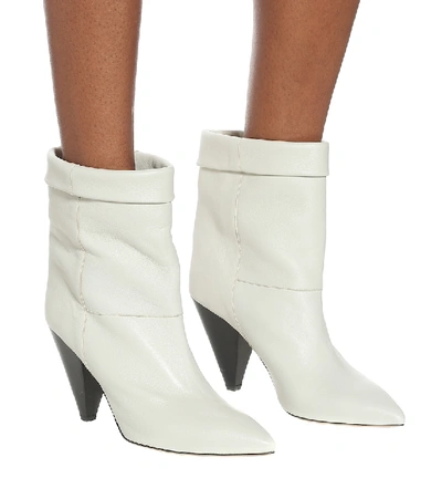 Shop Isabel Marant Luido Leather Ankle Boots In White