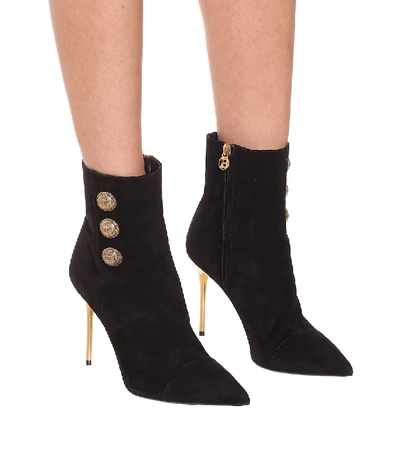 Shop Balmain Roni Suede Ankle Boots In Black