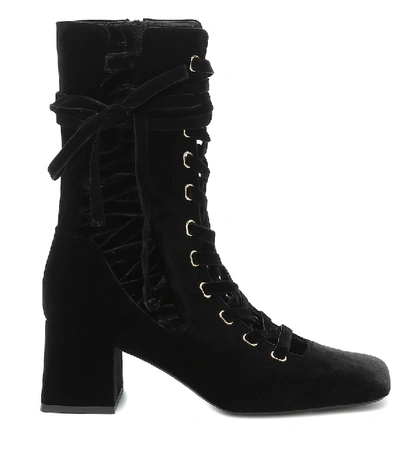 Shop Zimmermann Lace-up Velvet Ankle Boots In Black