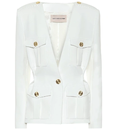 Shop Alexandre Vauthier Single-breasted Collarless Blazer In White