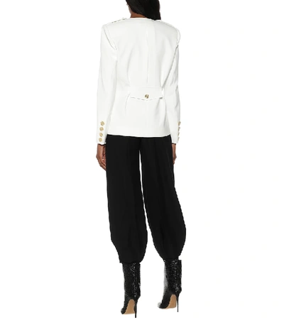 Shop Alexandre Vauthier Single-breasted Collarless Blazer In White