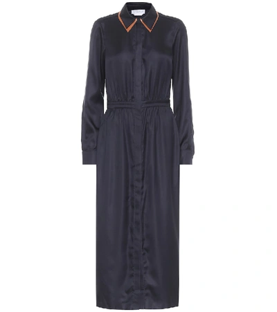 Shop Gabriela Hearst Lowell Silk-twill Midi Dress In Blue