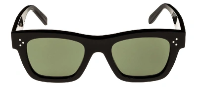 Shop Celine Cl 4009in 5101a Rectangle Sunglasses In Shiny Black