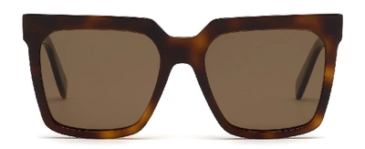 Shop Celine Cl40055i Women's Polarized Rectangle Sunglasses In Brown