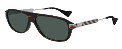 Shop Gucci Gg0587s 002 Aviator Sunglasses In Green