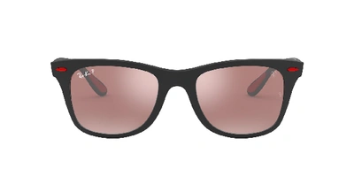Shop Ray Ban Rayban Ferrari 0rb4195m Polarized Square Sunglasses In Pink