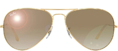 Shop Ray Ban Rb 3025 Aviator Sunglasses In Gold