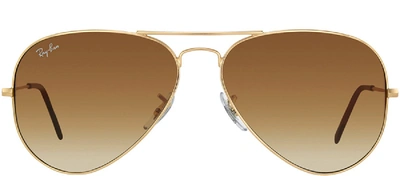 Shop Ray Ban Rb 3025 Aviator Sunglasses In Gold