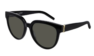 Shop Saint Laurent Sl M28 Blk Gry Cat-eye Sunglasses In Black