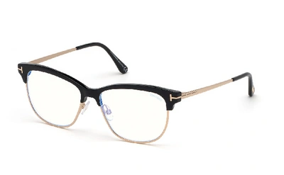 Shop Tom Ford Ft5546-b 001 Cat Eye Blue Light Eyeglasses In Clear