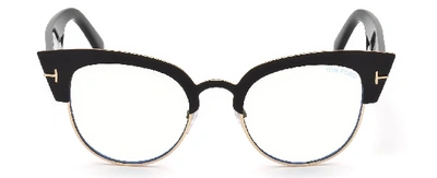 Shop Tom Ford 0607 Alexandra Round Blue Light Eyeglasses In Clear