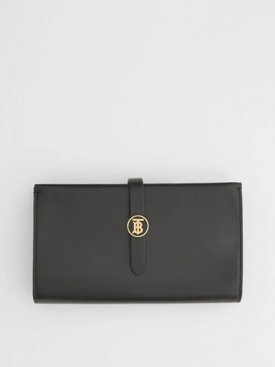 Shop Burberry Monogram Motif Leather Fold In Black