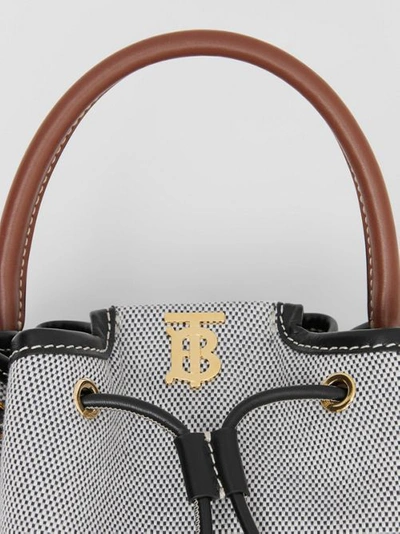 Shop Burberry Monogram Motif Canvas And Leather Bucket Bag In Black/black