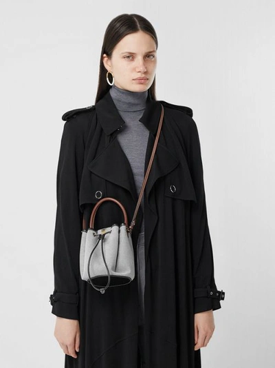 Shop Burberry Monogram Motif Canvas And Leather Bucket Bag In Black/black