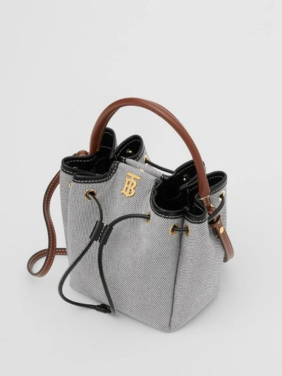 Shop Burberry Monogram Motif Canvas And Leather Bucket Bag In Black/black