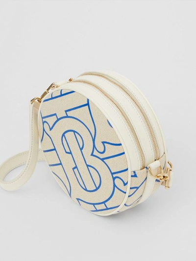 Shop Burberry Monogram Motif Canvas And Leather Louise Bag In Natural/blue