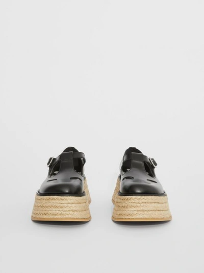 Shop Burberry Leather T-bar Shoes In Black