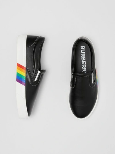 Shop Burberry Bio-based Sole Leather Slip-on Sneakers In Black