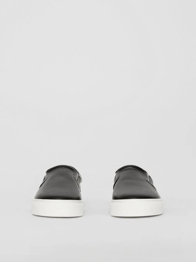 Shop Burberry Bio-based Sole Leather Slip-on Sneakers In Black