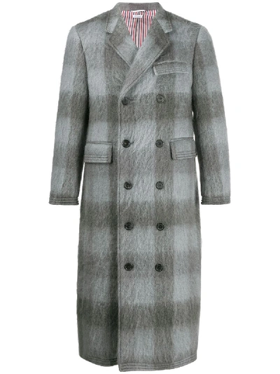 Shop Thom Browne Large Buffalo Check Long Chesterfield Coat In Grey
