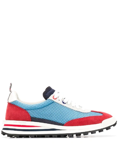 Shop Thom Browne Mesh Panels Low-top Sneakers In Blue