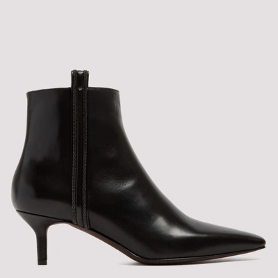 Shop Brunello Cucinelli Black Leather Ankle Boots In C Nero